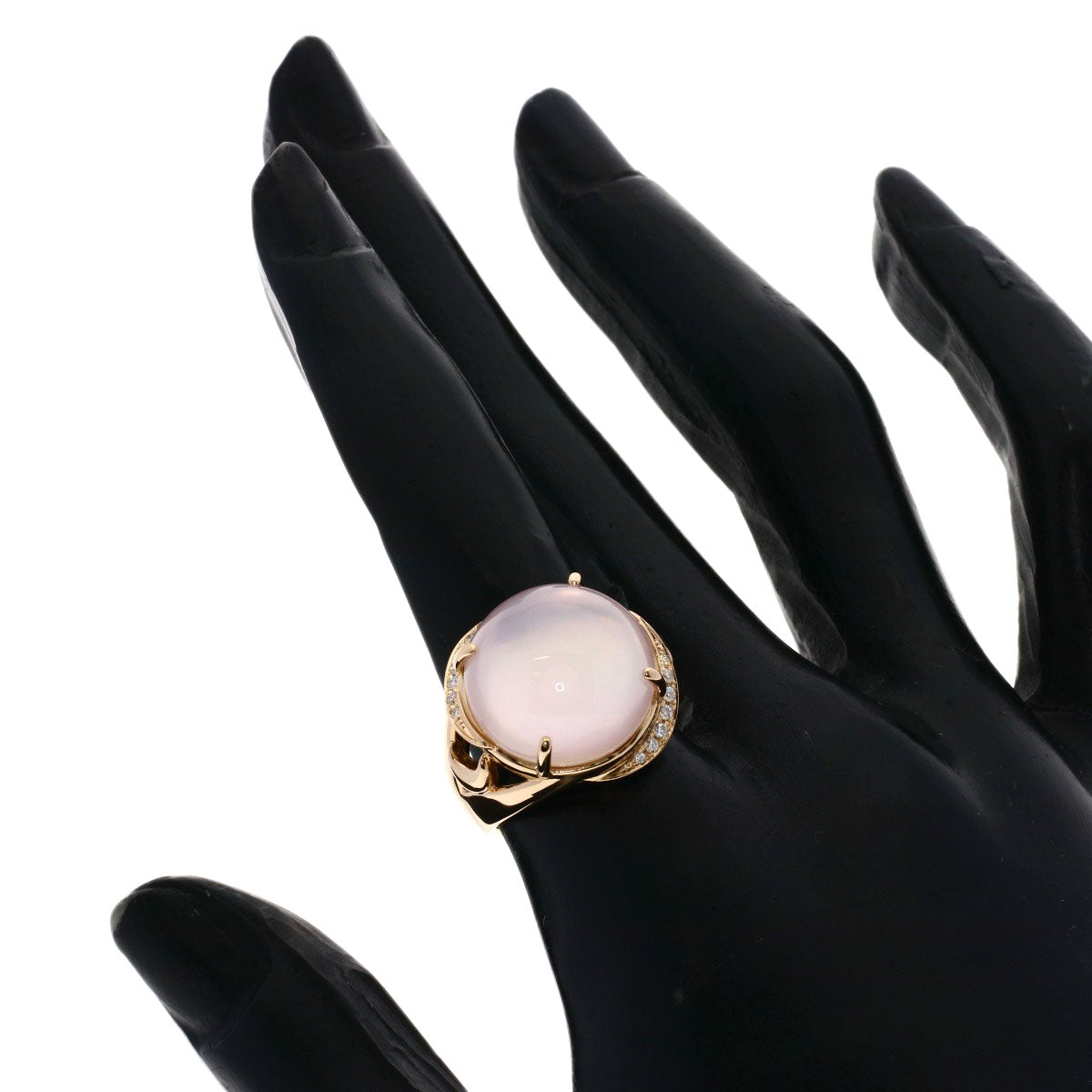 Ponte Vecchio Rose Quartz Diamond Ring K18 Pink Gold Ladies [Used]