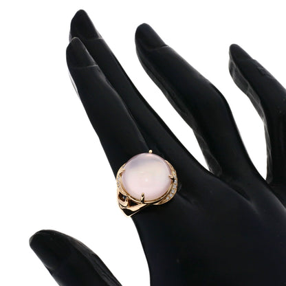 Ponte Vecchio Rose Quartz Diamond Ring K18 Pink Gold Ladies [Used]