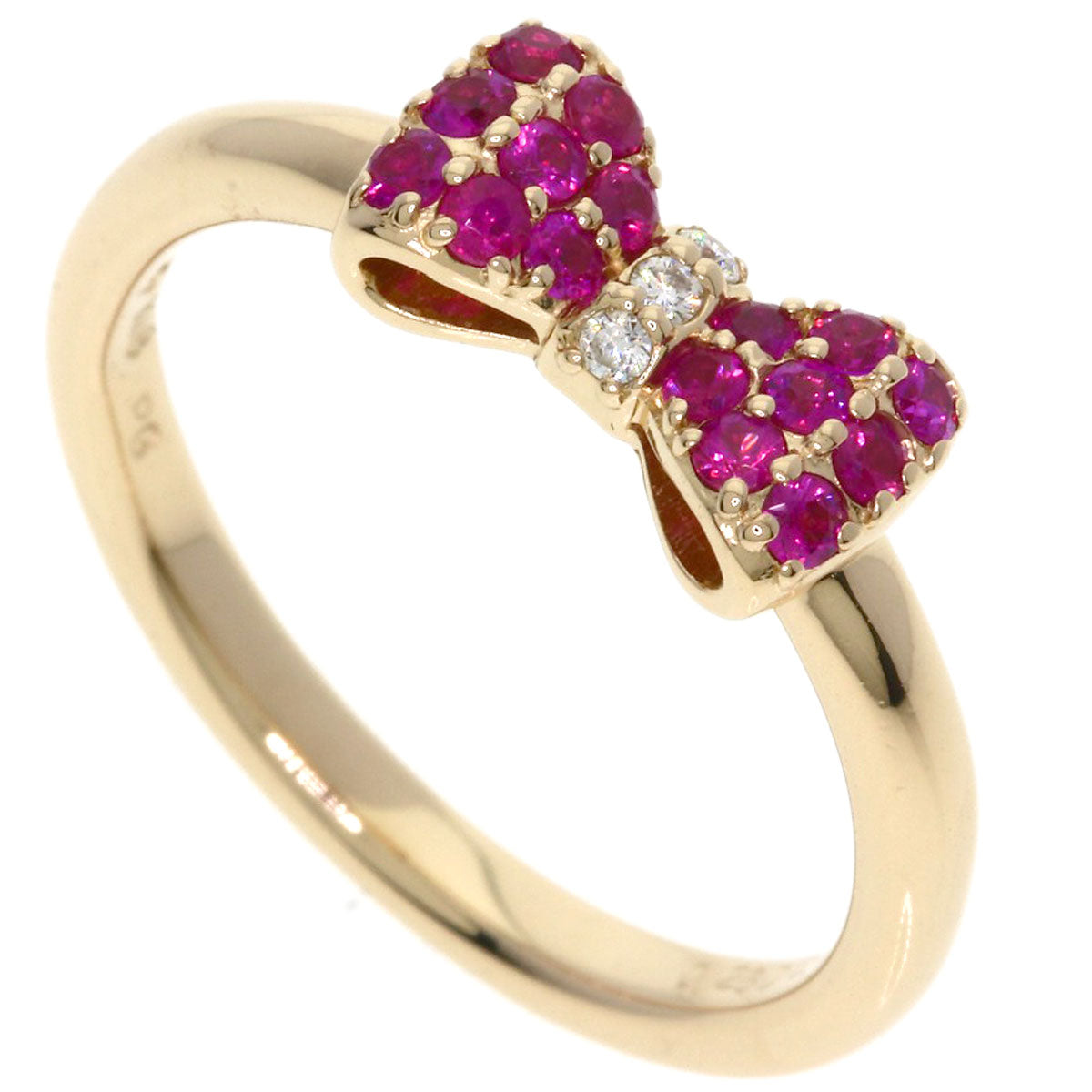 Ponte Vecchio Ribbon Ruby Diamond Ring K18 Pink Gold Ladies [Used]