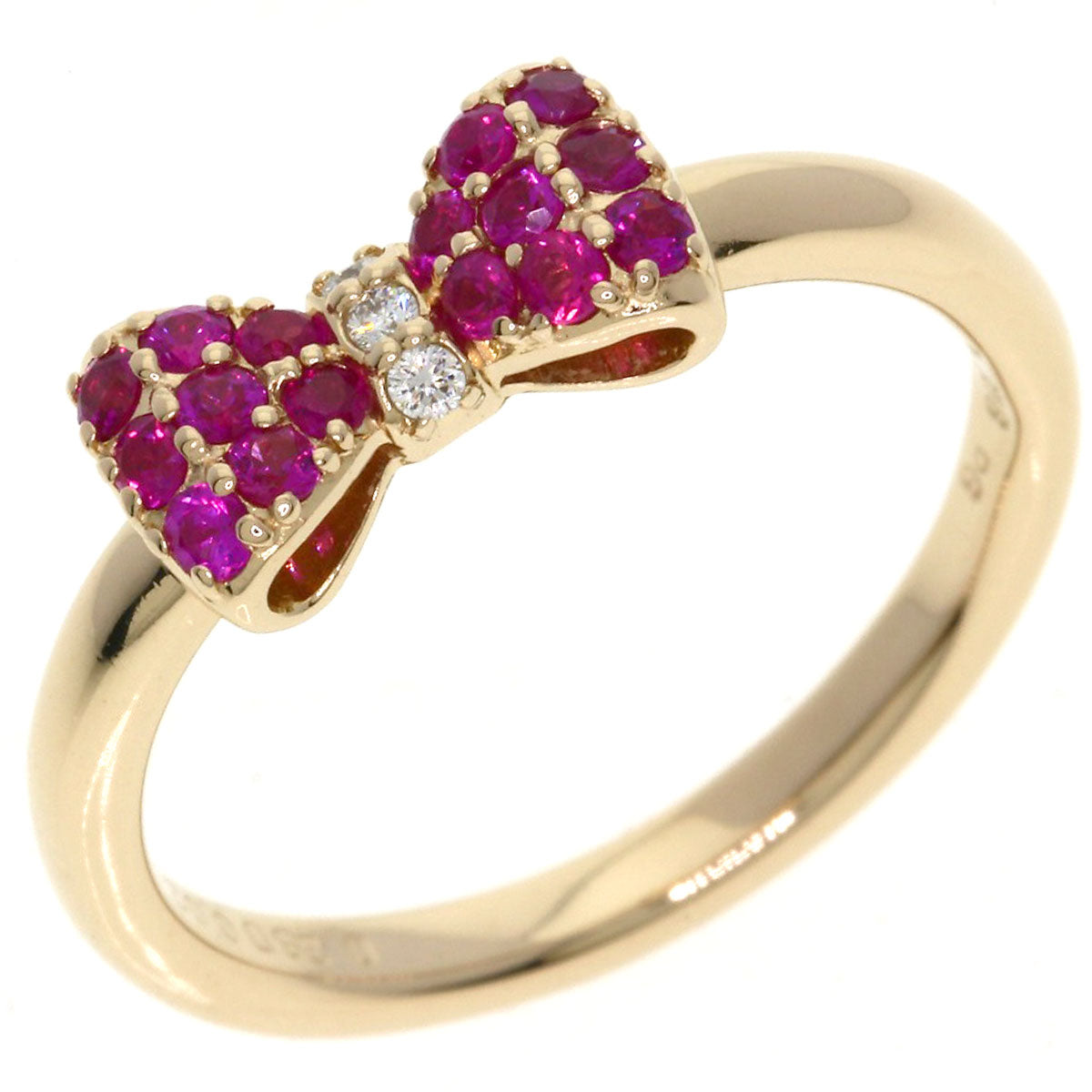 Ponte Vecchio Ribbon Ruby Diamond Ring K18 Pink Gold Ladies [Used]