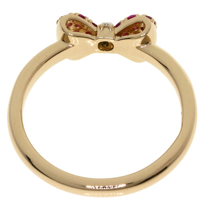Ponte Vecchio Ribbon Ruby Diamond Ring K18 Pink Gold Ladies [Used]