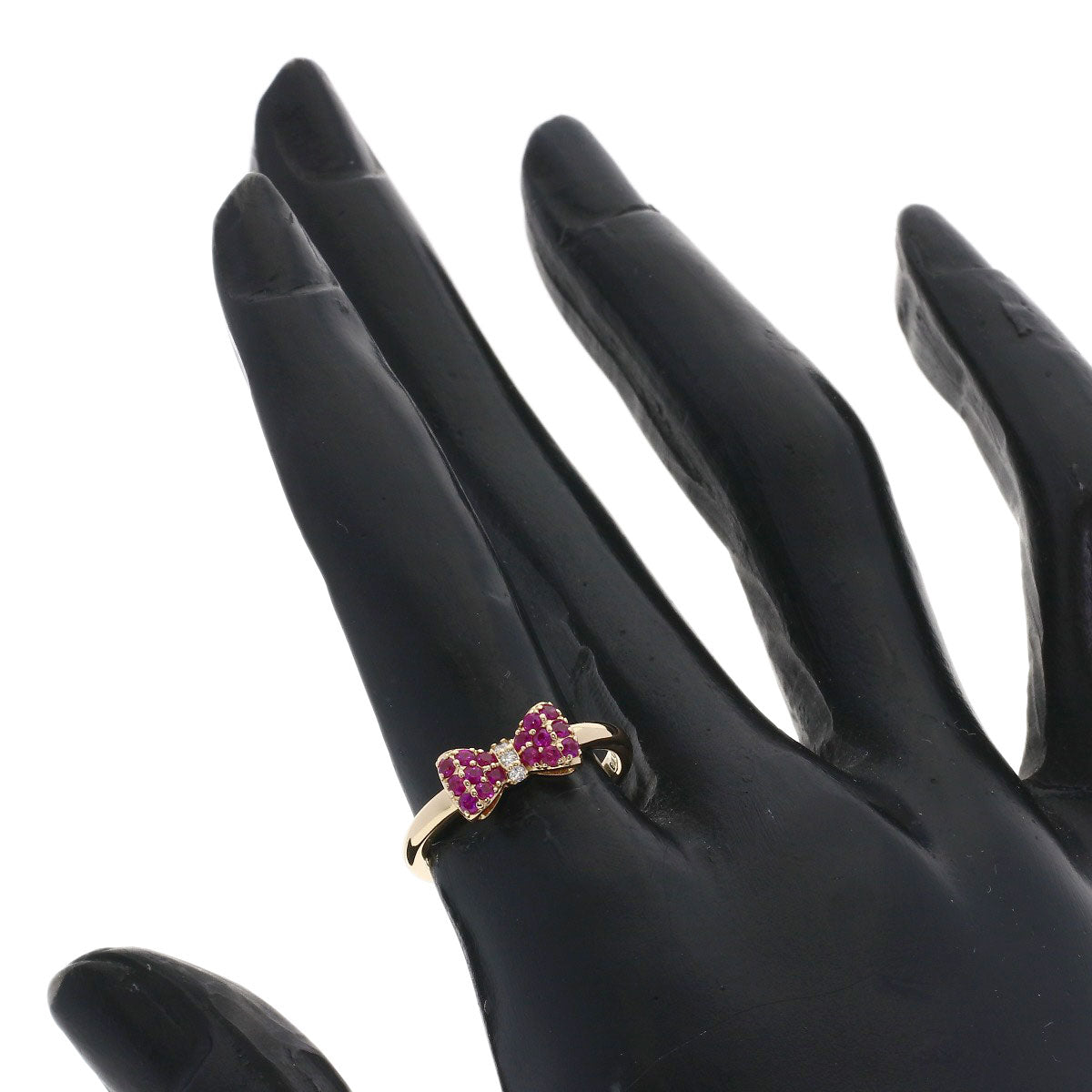 Ponte Vecchio Ribbon Ruby Diamond Ring K18 Pink Gold Ladies [Used]