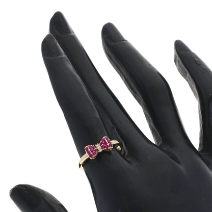 Ponte Vecchio Ribbon Ruby Diamond Ring K18 Pink Gold Ladies [Used]