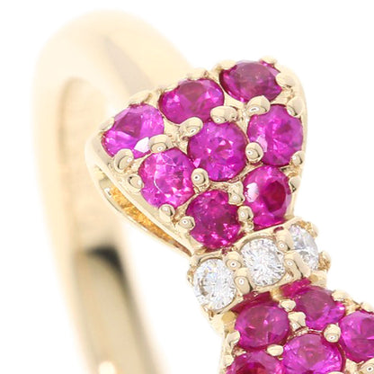 Ponte Vecchio Ribbon Ruby Diamond Ring K18 Pink Gold Ladies [Used]