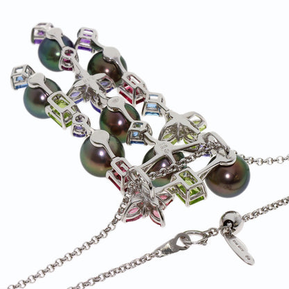 TASAKI Black Pearl Multi-stone Diamond Necklace K18 White Gold Ladies [Used]
