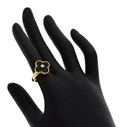 Van Cleef & Arpels Vintage Alhambra Diamond Onyx #51 Ring K18 Yellow Gold Ladies [Used]