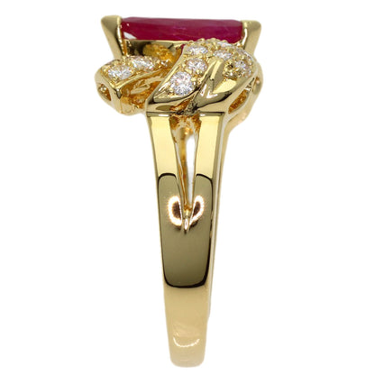 Ponte Vecchio Ribbon Ruby Diamond Ring K18 Yellow Gold Ladies [Used]