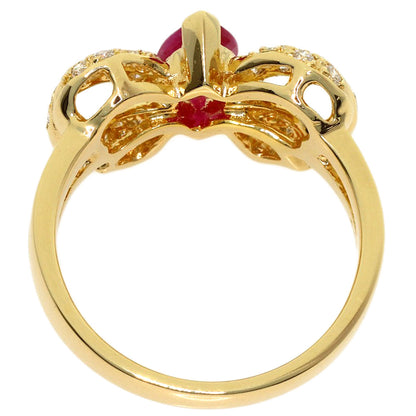 Ponte Vecchio Ribbon Ruby Diamond Ring K18 Yellow Gold Ladies [Used]