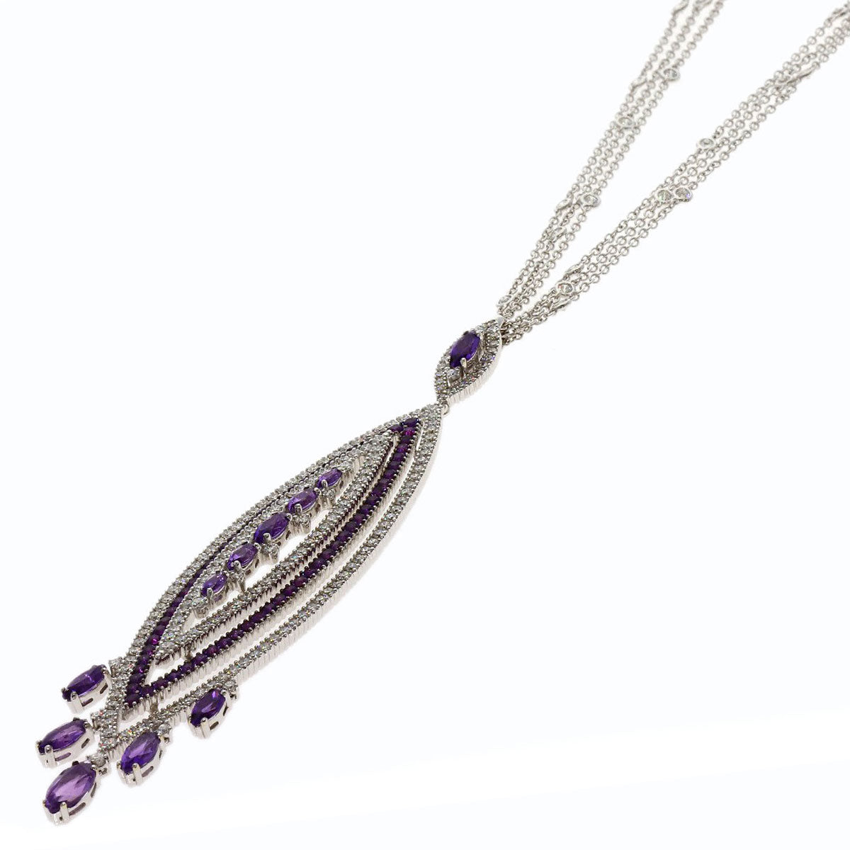 Damiani Amethyst Diamond Necklace K18 White Gold Ladies [Used]