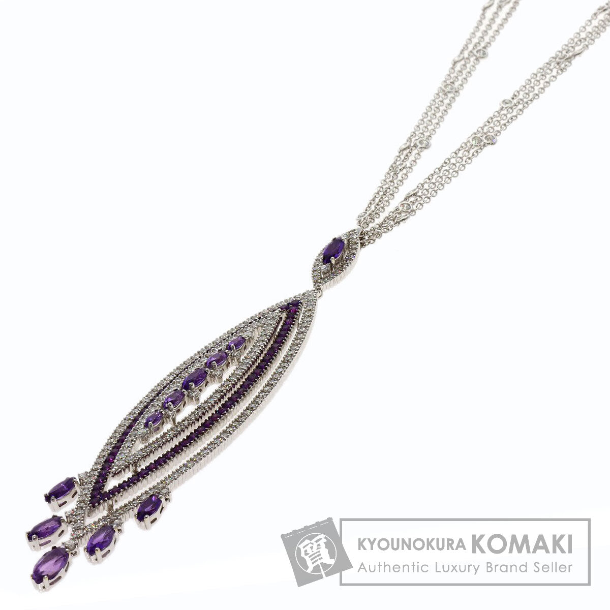 Damiani Amethyst Diamond Necklace K18 White Gold Ladies [Used]