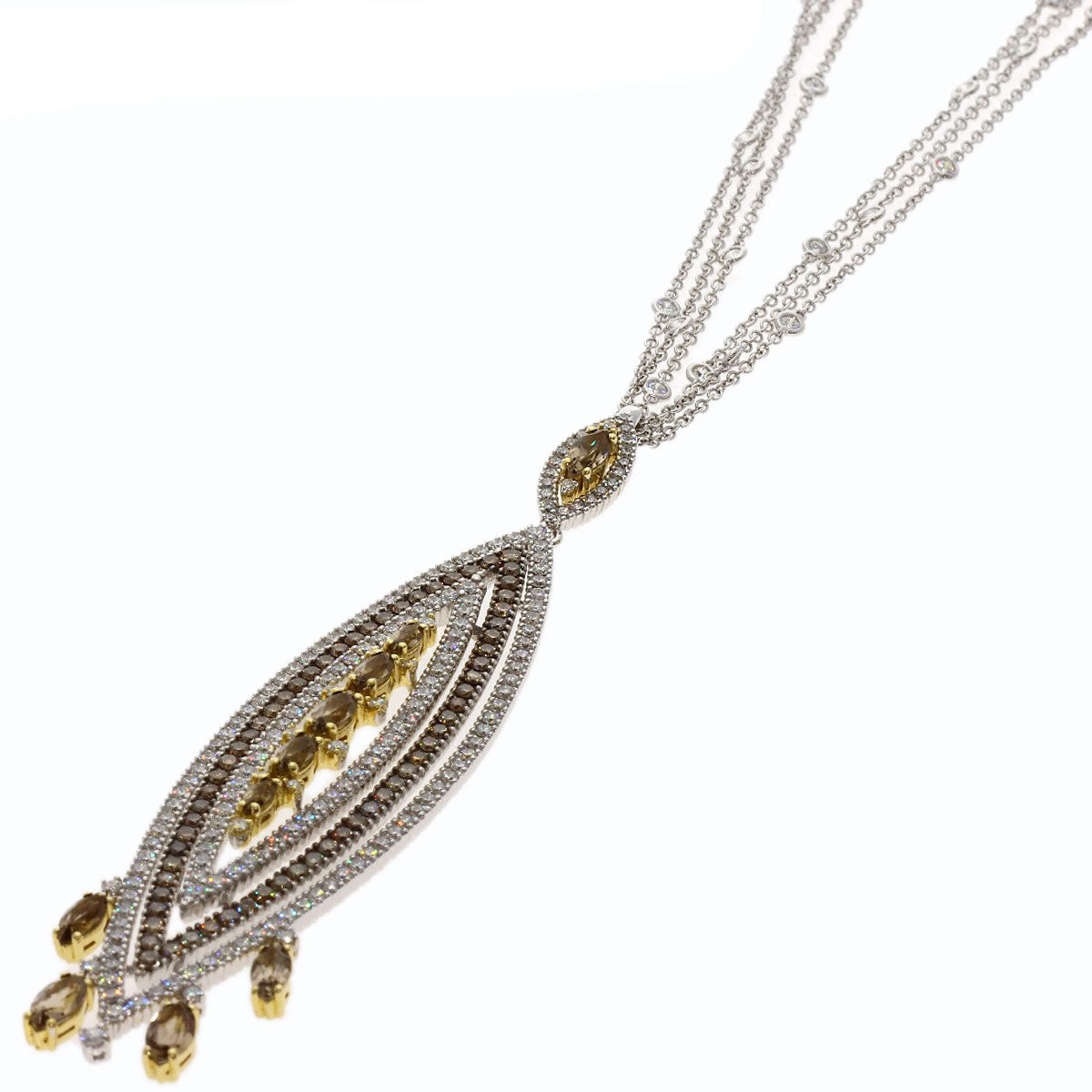 Damiani Smoky Quartz Diamond Necklace K18 White Gold 18K Yellow GoldLadies [Used]