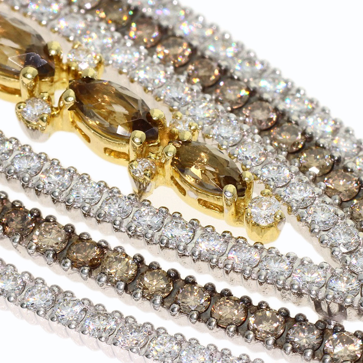 Damiani Smoky Quartz Diamond Necklace K18 White Gold 18K Yellow GoldLadies [Used]