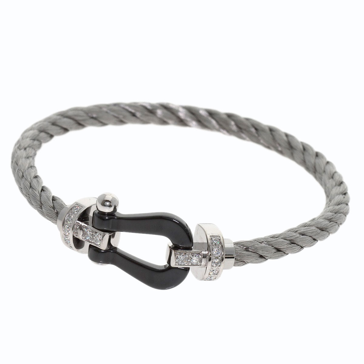 FRED Force 10 LM Half Diamond Bracelet K18 White Gold Stainless SteelLadies [Used]