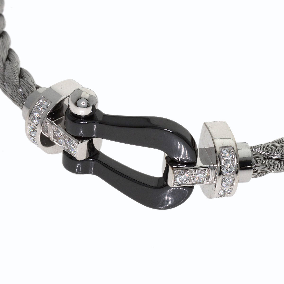 FRED Force 10 LM Half Diamond Bracelet K18 White Gold Stainless SteelLadies [Used]