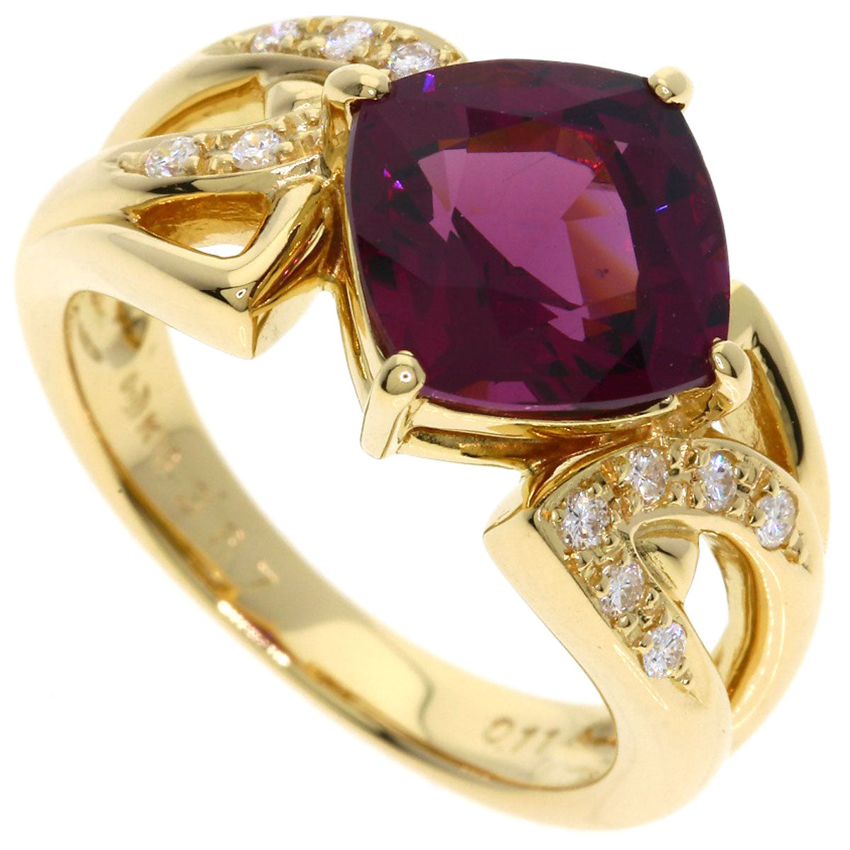 TASAKI Garnet Diamond Ring K18 Yellow Gold Ladies [Used]