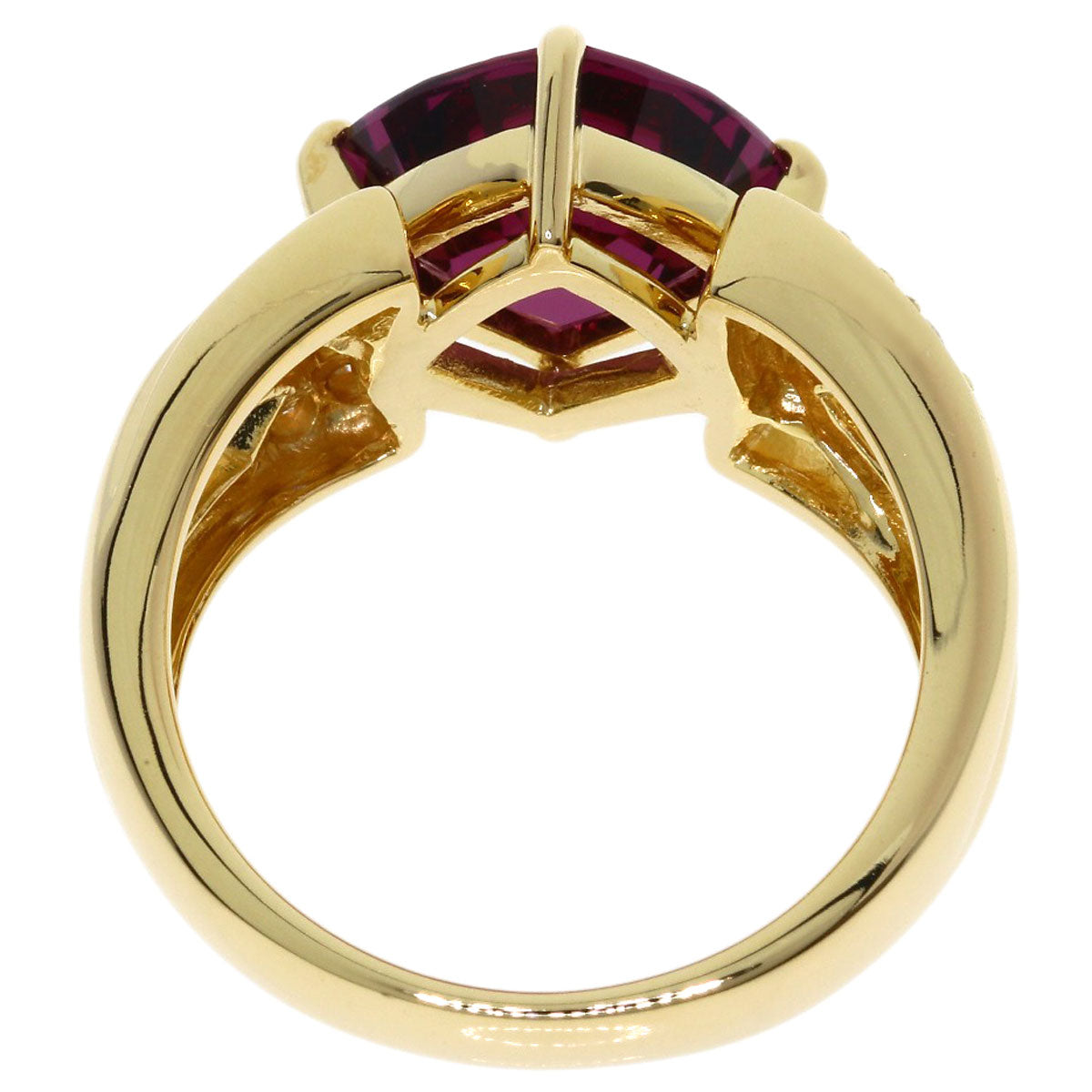 TASAKI Garnet Diamond Ring K18 Yellow Gold Ladies [Used]