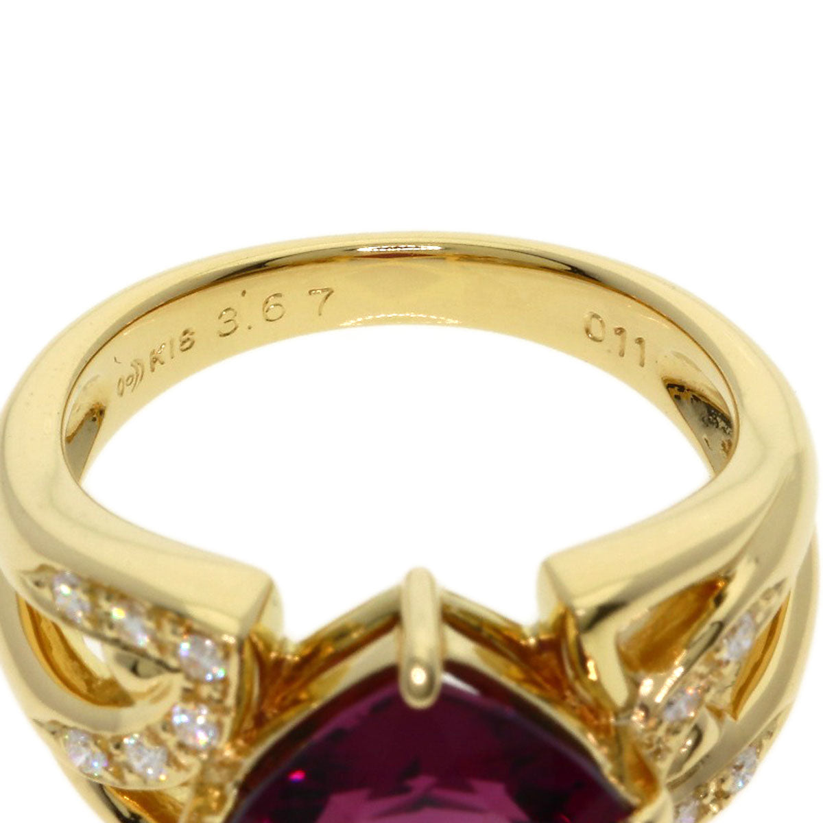 TASAKI Garnet Diamond Ring K18 Yellow Gold Ladies [Used]