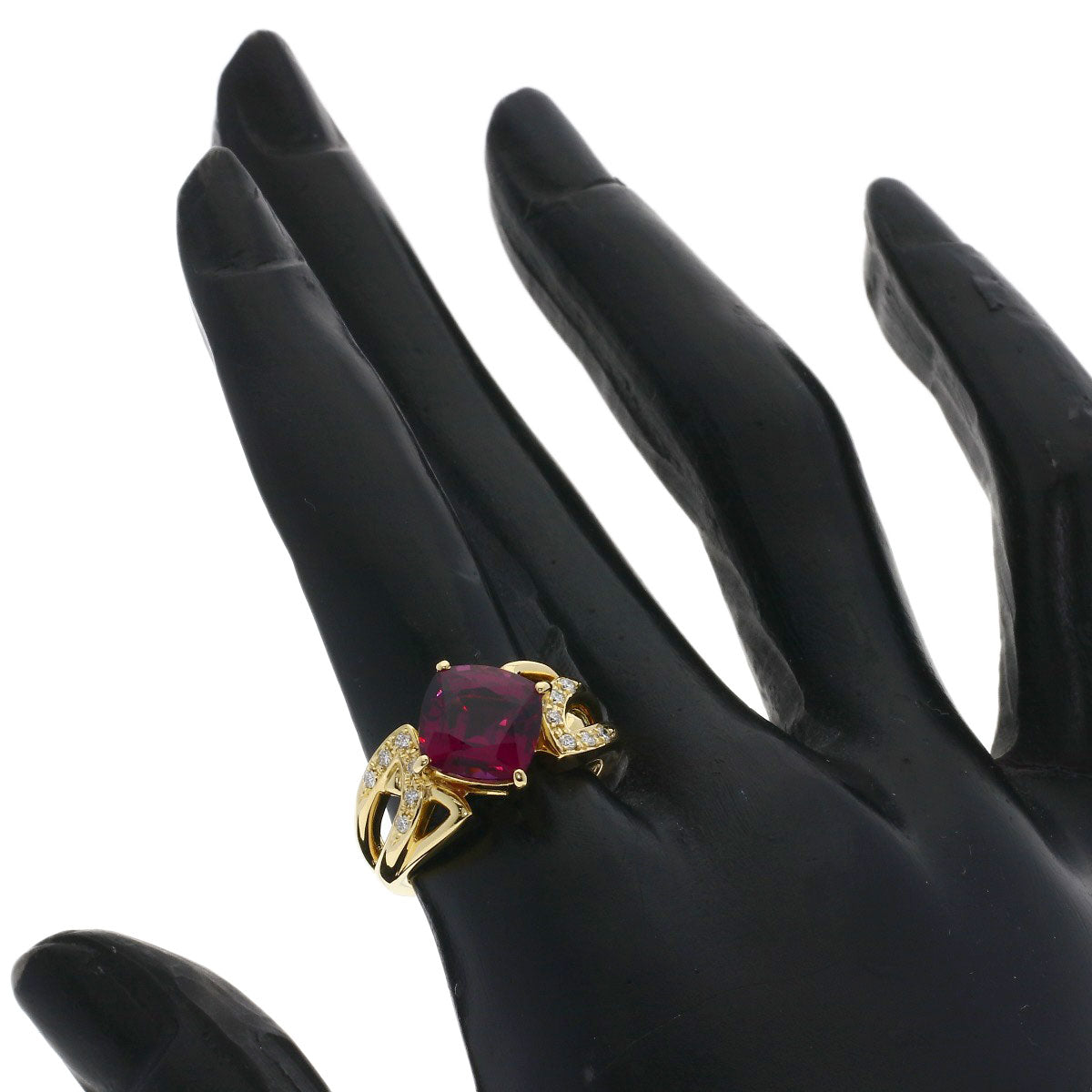 TASAKI Garnet Diamond Ring K18 Yellow Gold Ladies [Used]