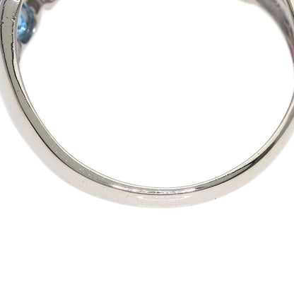 Ponte Vecchio Flower motif Blue Topaz Amethyst Garnet Ring K18 White Gold Ladies [Used]