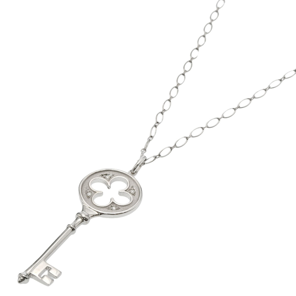 TIFFANY&Co. Clover Key Diamond Necklace K18 White Gold Ladies [Used]