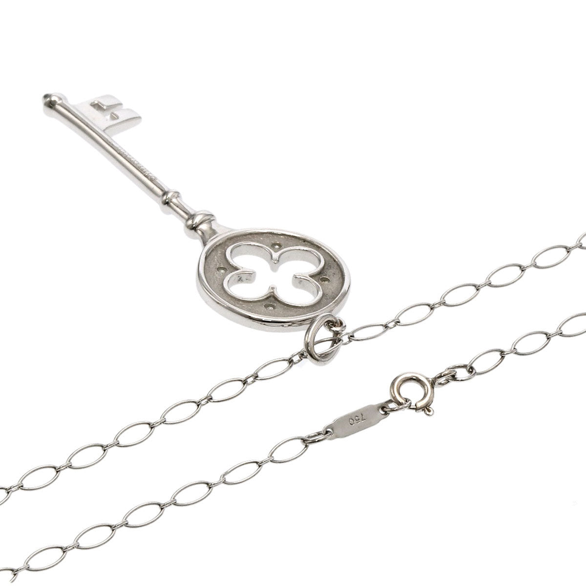 TIFFANY&Co. Clover Key Diamond Necklace K18 White Gold Ladies [Used]