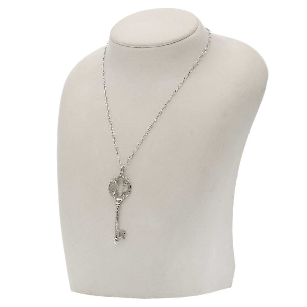 TIFFANY&Co. Clover Key Diamond Necklace K18 White Gold Ladies [Used]