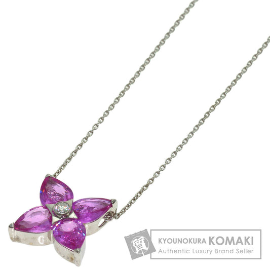 Pink Sapphire Diamond Necklace K18 White Gold 5.7g　Ladies