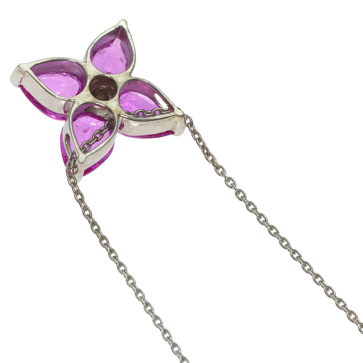 Pink Sapphire Diamond Necklace K18 White Gold 5.7g　Ladies