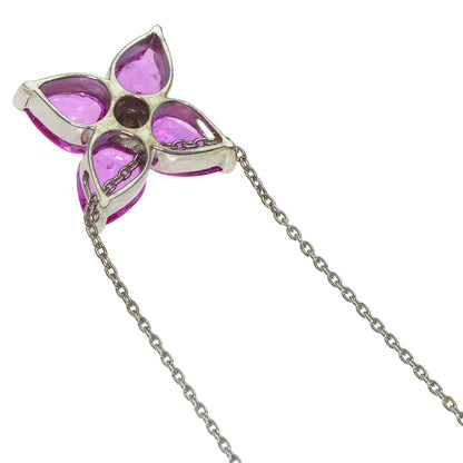 Pink Sapphire Diamond Necklace K18 White Gold 5.7g　Ladies