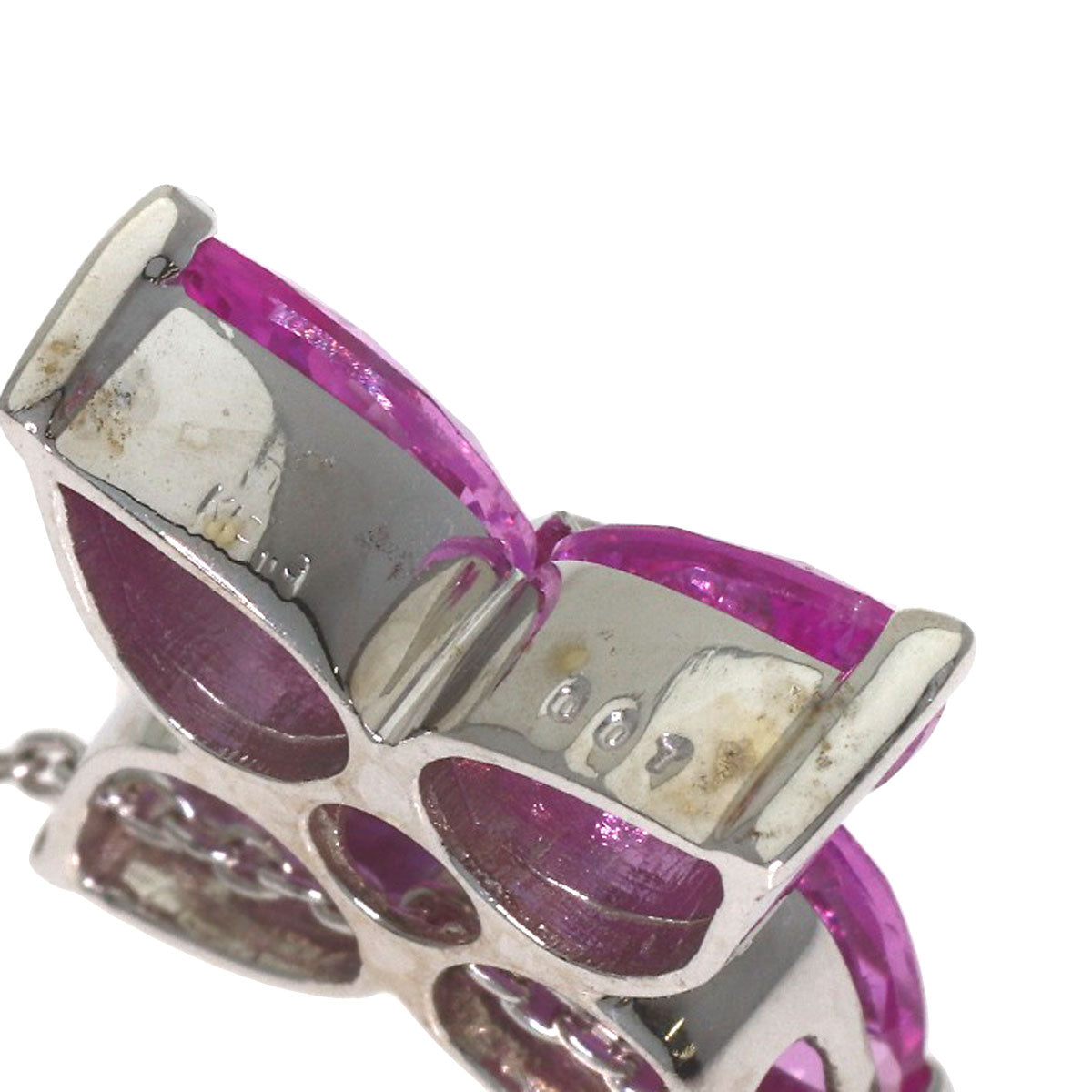 Pink Sapphire Diamond Necklace K18 White Gold 5.7g　Ladies