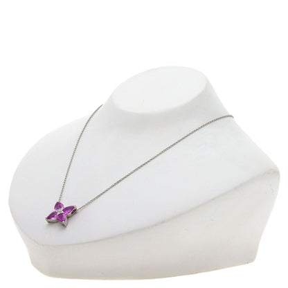 Pink Sapphire Diamond Necklace K18 White Gold 5.7g　Ladies