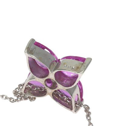 Pink Sapphire Diamond Necklace K18 White Gold 5.7g　Ladies