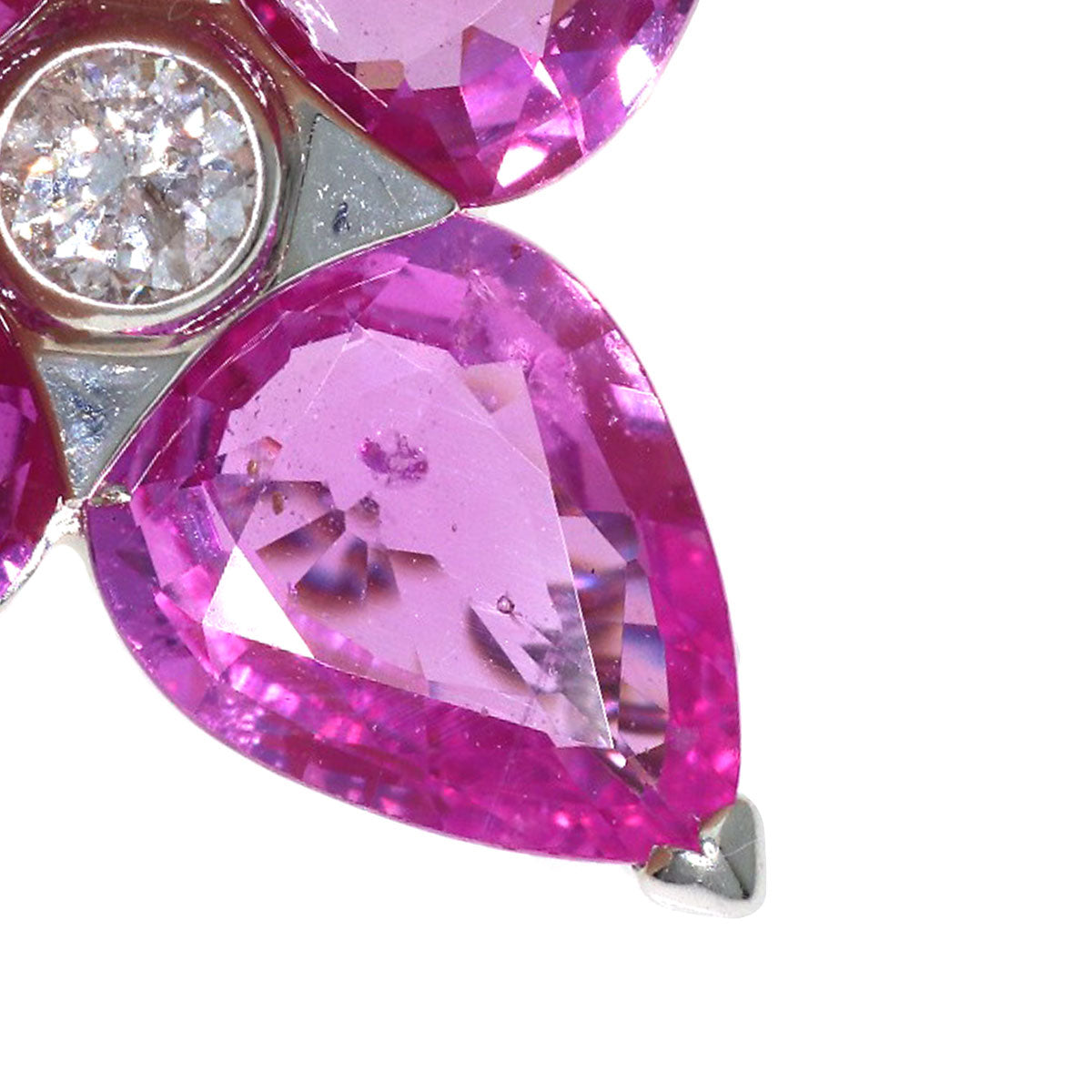 Pink Sapphire Diamond Necklace K18 White Gold 5.7g　Ladies