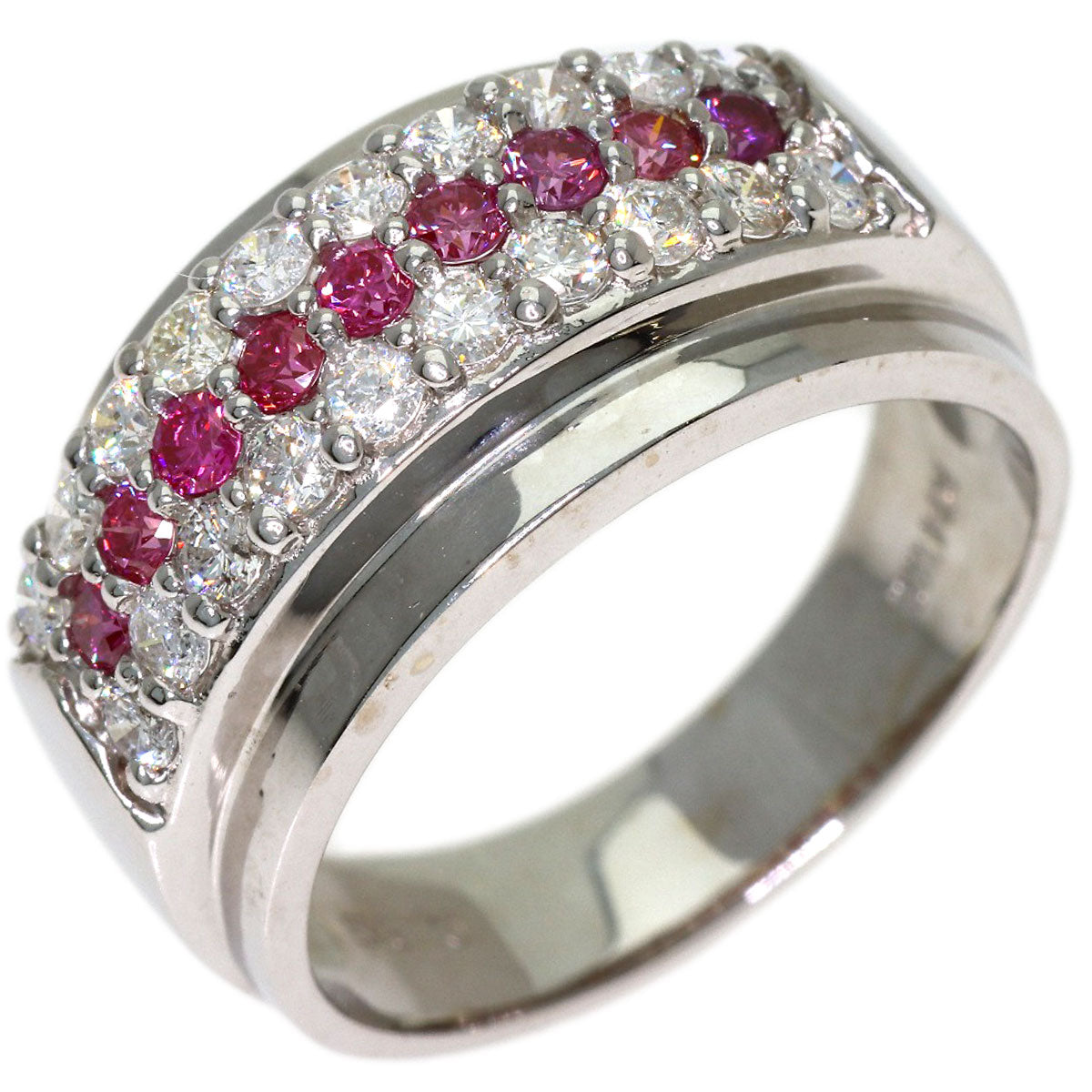 0.89ct Diamond Ring K14 White Gold 4.6g　Ladies