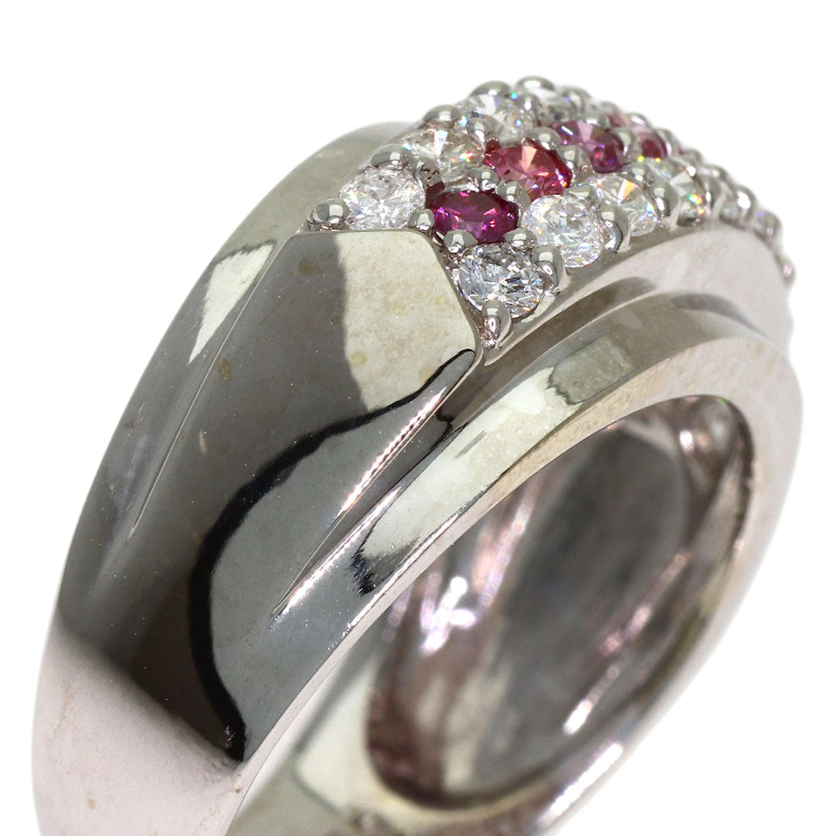 0.89ct Diamond Ring K14 White Gold 4.6g　Ladies