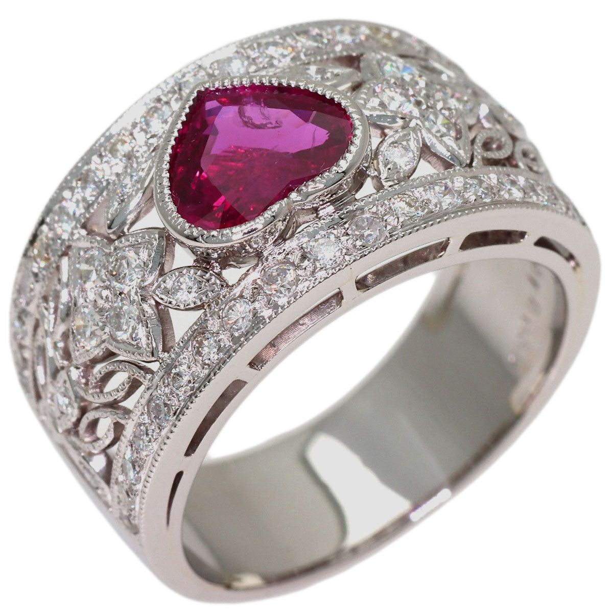1.01ct Ruby Diamond Ring Platinum PT900 11.1g　Ladies