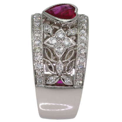 1.01ct Ruby Diamond Ring Platinum PT900 11.1g　Ladies