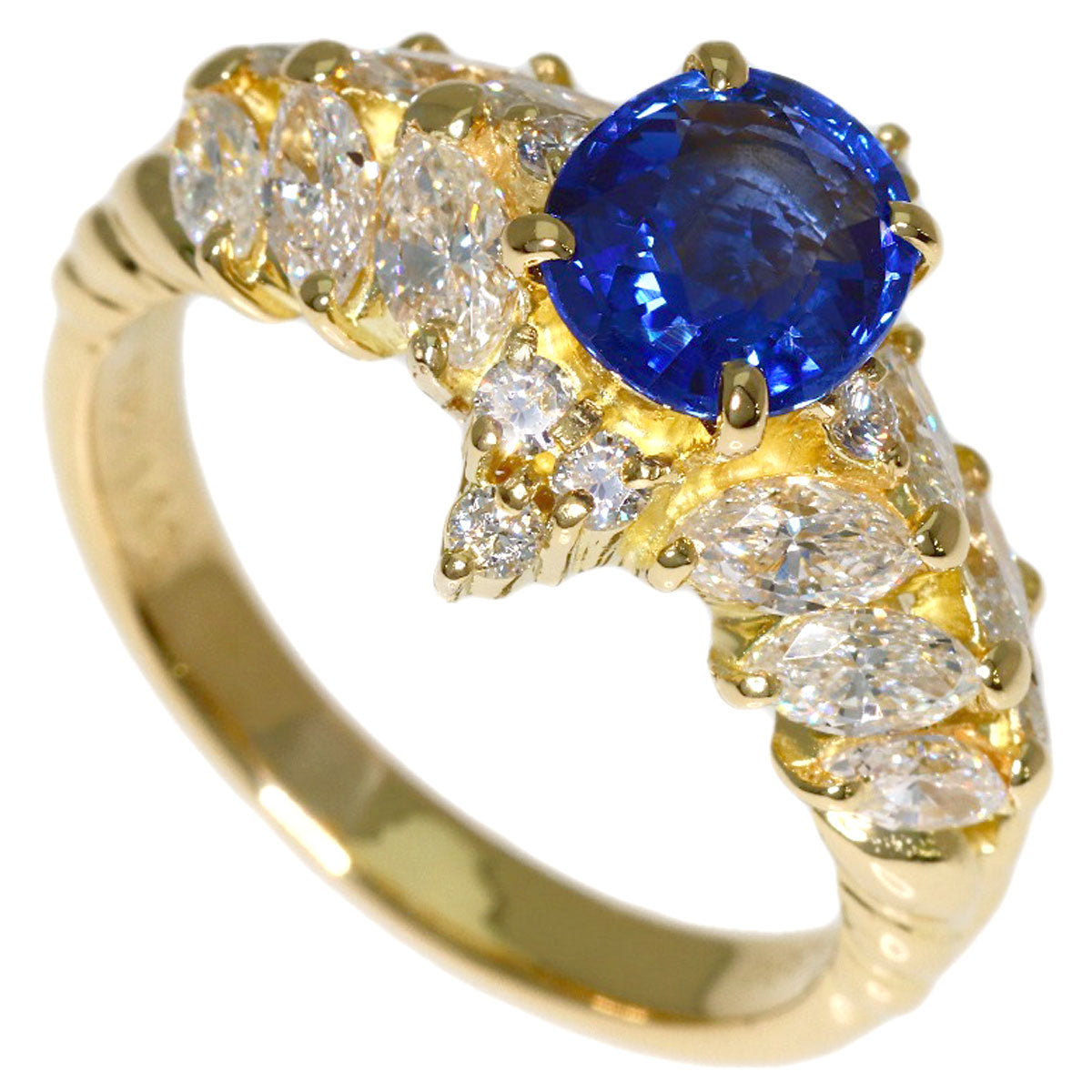 1.381ct Sapphire Diamond Ring K18 Yellow Gold 6.6g　Ladies