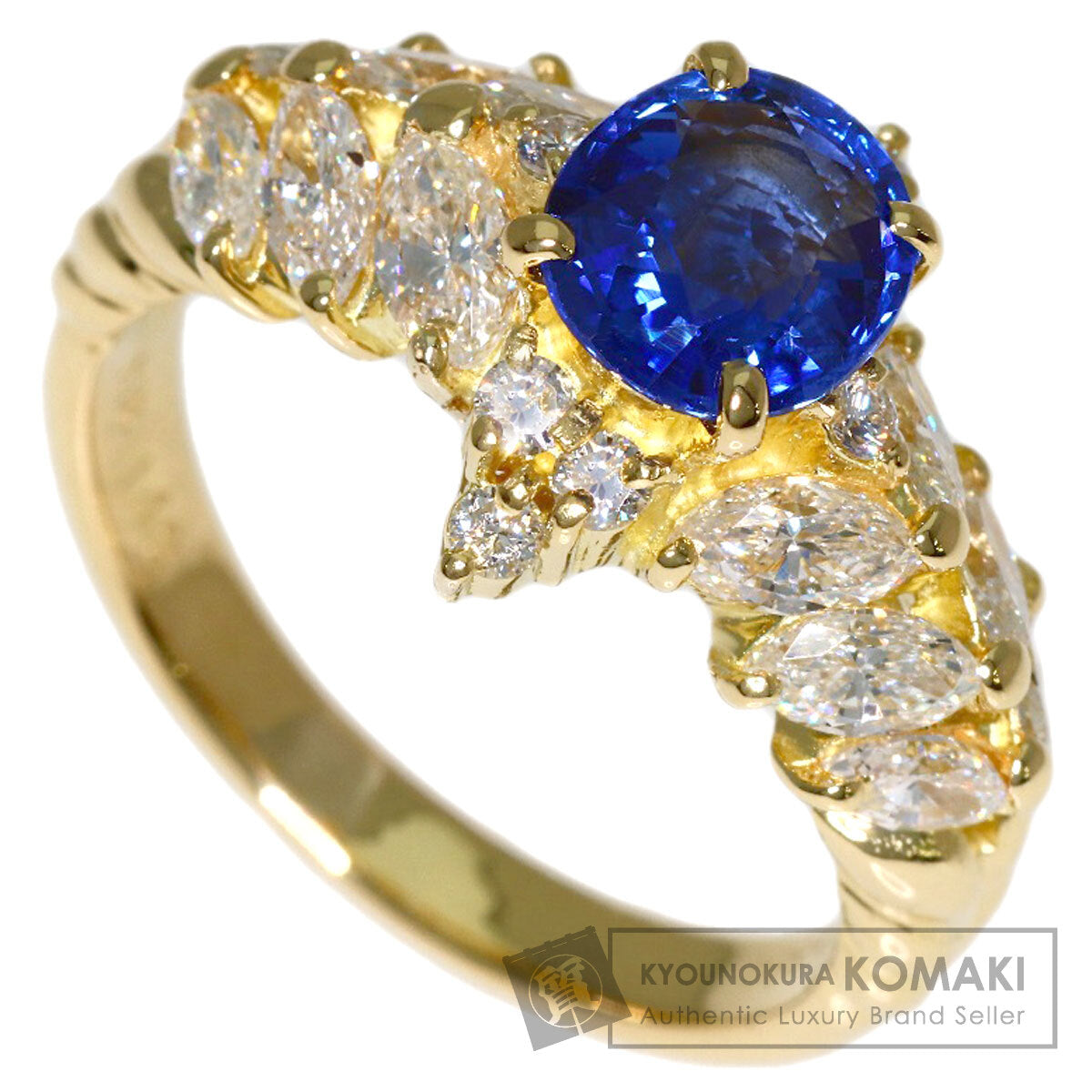 1.381ct Sapphire Diamond Ring K18 Yellow Gold 6.6g　Ladies