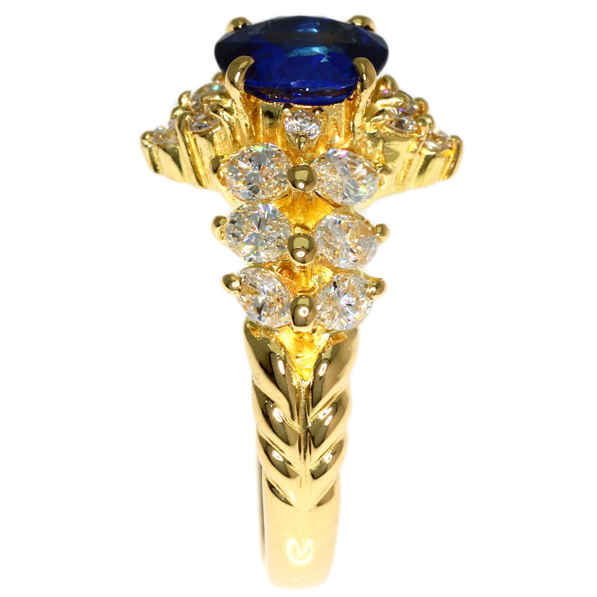 1.381ct Sapphire Diamond Ring K18 Yellow Gold 6.6g　Ladies