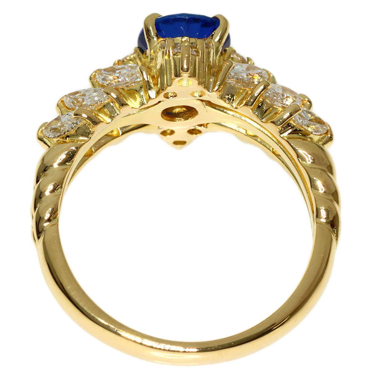 1.381ct Sapphire Diamond Ring K18 Yellow Gold 6.6g　Ladies