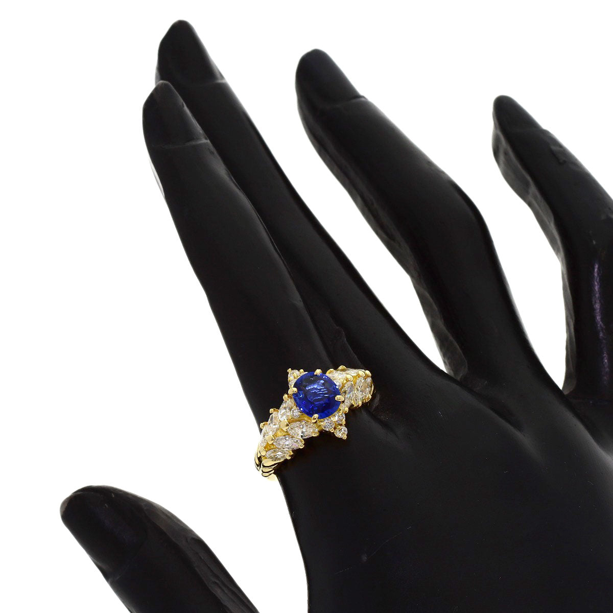1.381ct Sapphire Diamond Ring K18 Yellow Gold 6.6g　Ladies