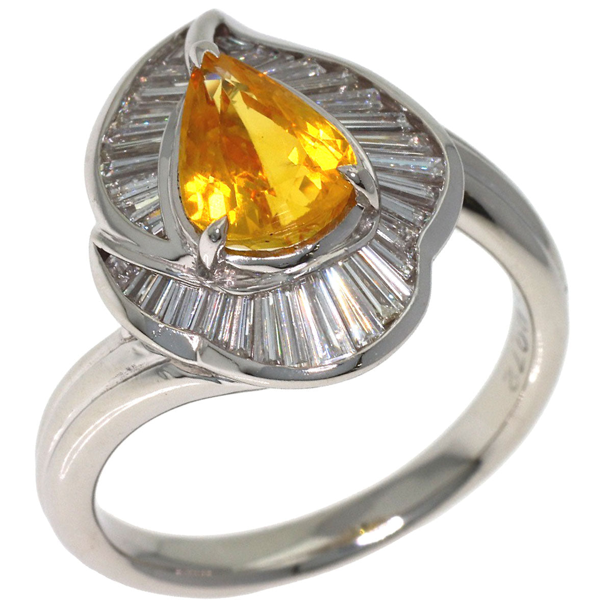 1.75ct Yellow sapphire Diamond Ring Platinum PT900 9g　Ladies
