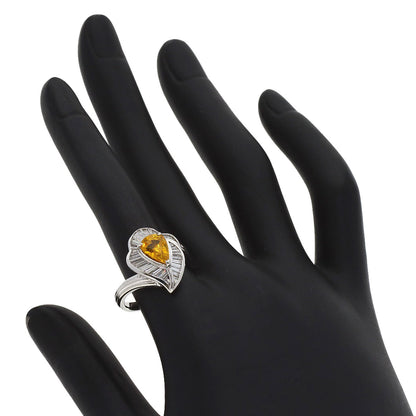 1.75ct Yellow sapphire Diamond Ring Platinum PT900 9g　Ladies