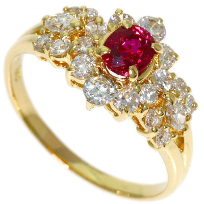 0.59ct Ruby Diamond Ring K18 Yellow Gold 3.3g　Ladies