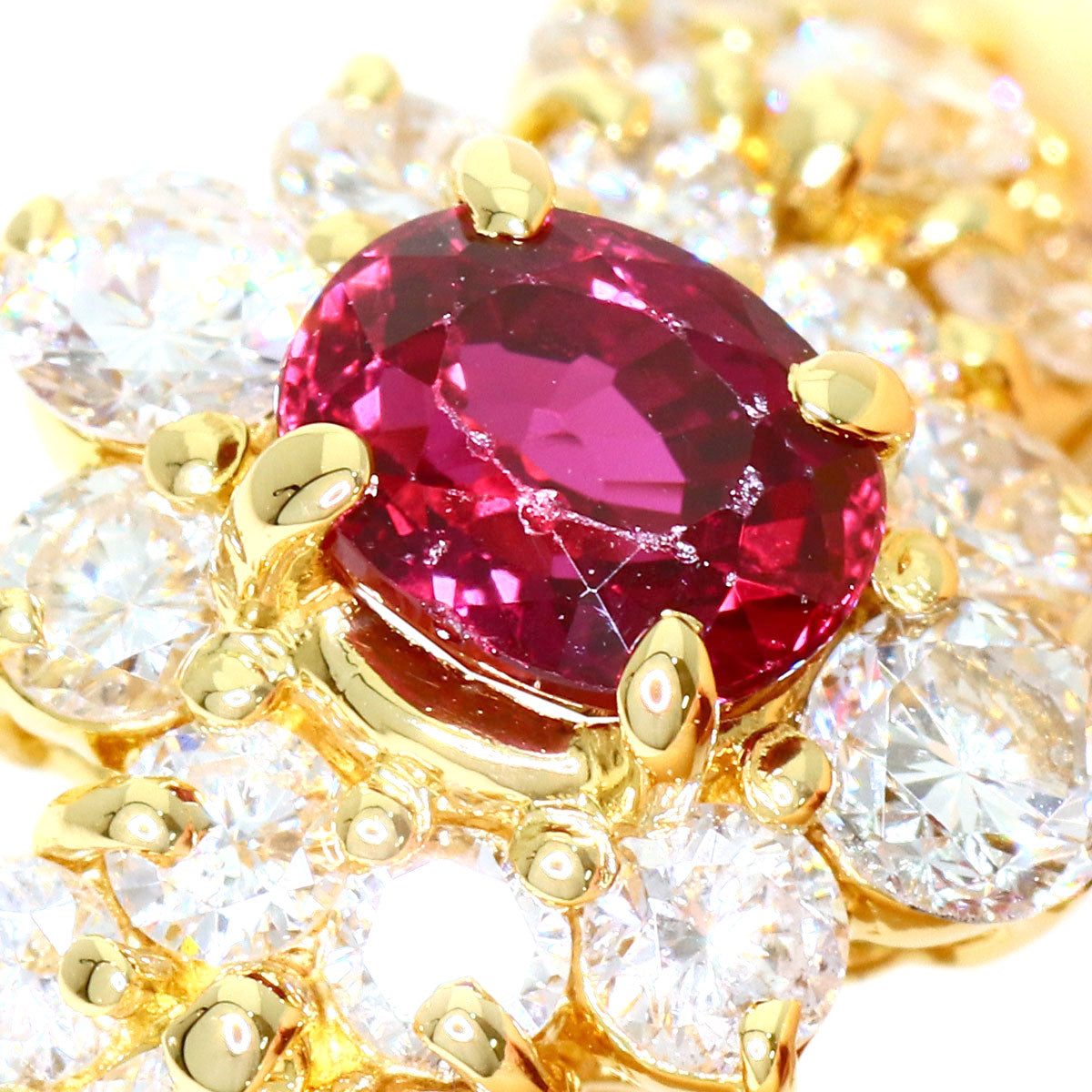 0.59ct Ruby Diamond Ring K18 Yellow Gold 3.3g　Ladies