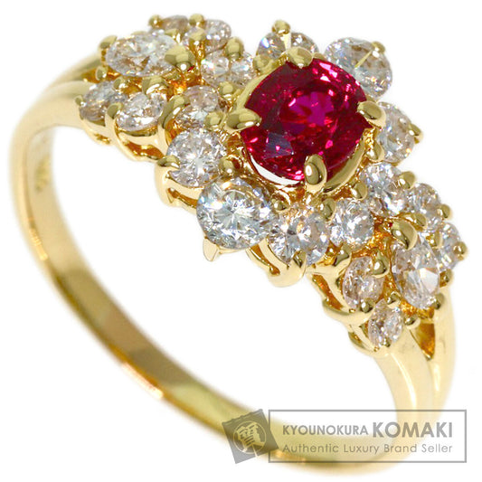 0.59ct Ruby Diamond Ring K18 Yellow Gold 3.3g　Ladies