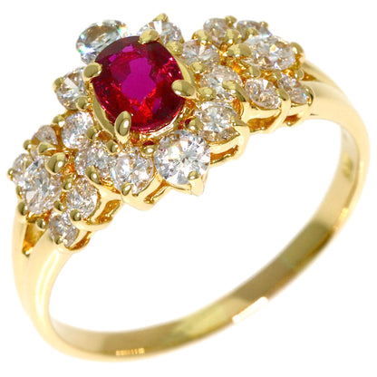 0.59ct Ruby Diamond Ring K18 Yellow Gold 3.3g　Ladies