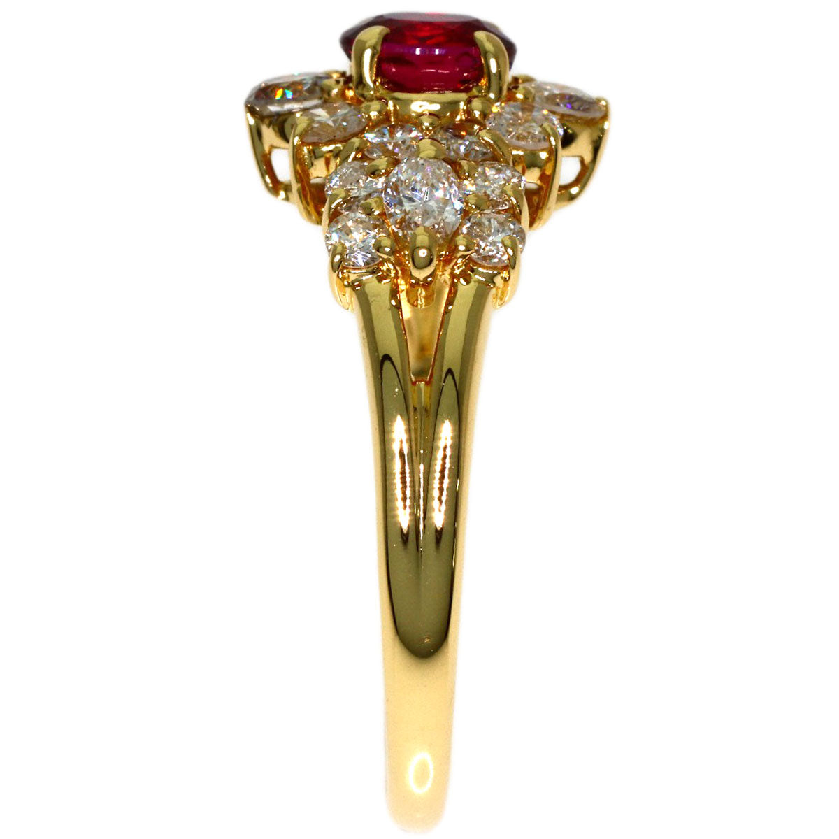 0.59ct Ruby Diamond Ring K18 Yellow Gold 3.3g　Ladies