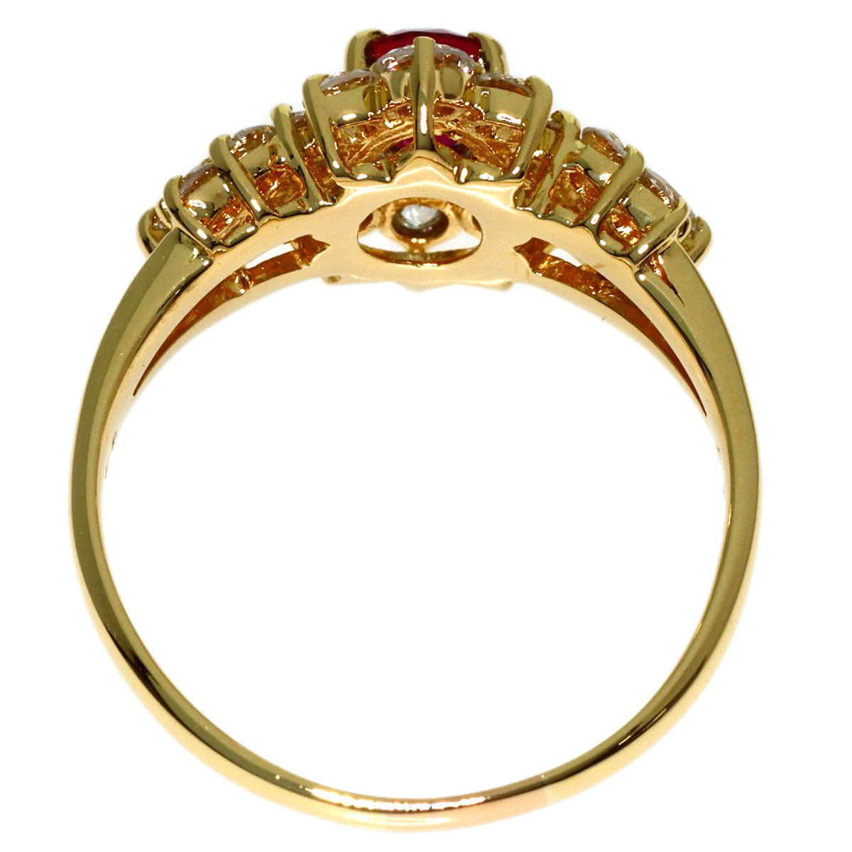 0.59ct Ruby Diamond Ring K18 Yellow Gold 3.3g　Ladies